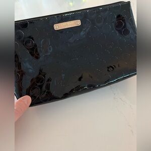 Kate Spade Black Embossed Cosmetic Bag